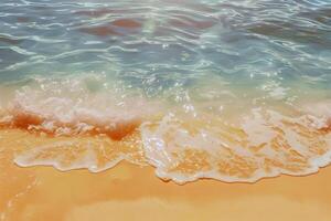 Strand mit Türkis Wasser und golden Sand, geküsst durch das warm Sonne von Sommer- foto