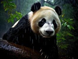 Panda ausgelassen im Selten Regen Dusche foto