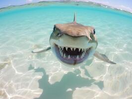 Haie Schwimmen im Kristall klar Wasser foto