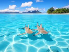 Haie Schwimmen im Kristall klar Wasser foto