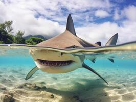 Haie Schwimmen im Kristall klar Wasser foto