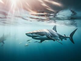 Haie Schwimmen im Kristall klar Wasser foto