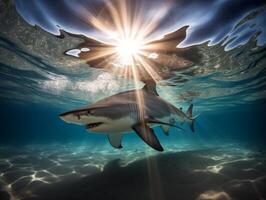 Haie Schwimmen im Kristall klar Wasser foto