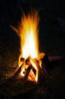 ein klein Lagerfeuer gebaut draußen zum Menschen zu sitzen um foto