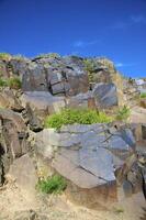 Petroglyphen innerhalb das archäologisch Landschaft von tamgaly. Almatie Bereich, Kasachstan foto