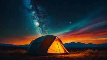 Zelt Tourist Nacht, Berge foto