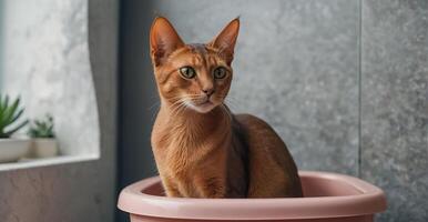 süß Katze im das Wurf Box foto