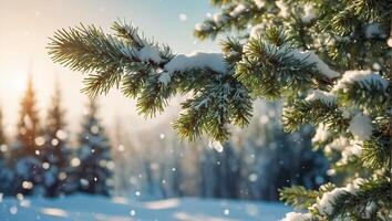 Weihnachten Baum Zweig, Schnee foto