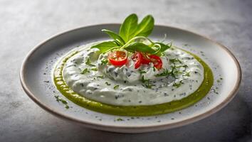 Tzatziki Soße im ein Teller foto