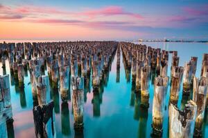 Fürsten Seebrücke beim Hafen Melbourne foto