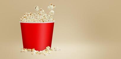salziges Popcorn isoliert auf weißem Hintergrund, 3D-Rendering rote Tasse Karton. passend für Ihr Gestaltungselement. foto