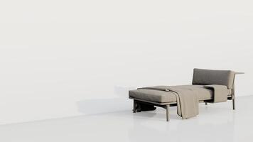 3d Rendern ein Salon Sofa mit ein Rückenlehne auf nur einer Seite und ein Kaffee Tabelle befestigt foto
