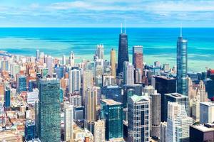 Chicago-Skyline. stadtbild der innenstadt, luftpanorama, illinois, usa foto