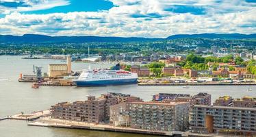 Panoramablick auf den Hafen von Oslo, Norwegen foto