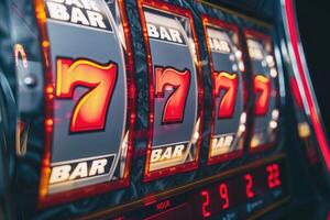 Slot Maschine Gewinnt das Jackpot 777 im Kasino foto