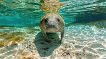 Florida Seekuh im klar Wasser im Natur foto