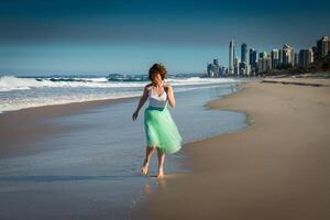schön Mädchen posieren auf das Strand. Gold Küste, Australien, Queensland foto