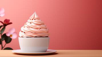 Eis Sahne Vanille Tasse gefroren Dessert auf Straße Essen cremig Eis foto