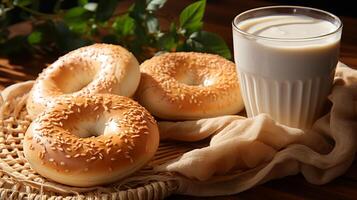 Bagel Brot Weizen Snack gebacken ganze Korn foto