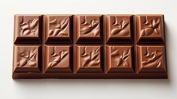 Schokolade Bar Würfel Süss Kakao Snack Dessert isoliert foto