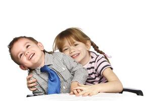 Bruder und Schwester im das Studio foto