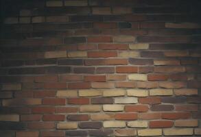 mehrfarbig Backstein Mauer mit variieren Schatten von braun, Rot, und Beige Ziegel foto