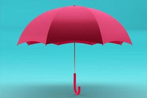 3D-Rendering Regenschirm Vorder- und Draufsicht. realistisches Modell eines leeren Sonnenschirms mit Holzgriff, klassisches Accessoire für den Regenschutz im Frühling, Herbst oder Monsunzeit foto