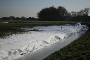 schmelzen Schnee im Niederländisch Landschaft foto