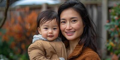asiatisch Frau und ihr Kleinkind. foto