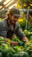 Gartenarbeit, Pflege der Natur Schönheit und Kopfgeld, kultivieren Grün Räume zum Entspannung und Nahrung, Förderung ein Tiefer Verbindung mit das Erde und fördern Wohlbefinden durch Freude von wachsend foto