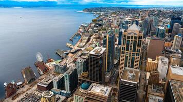 amerikanisch modern Seattle Bezirk. Geschäft Center Antenne Aussicht Stadt. foto