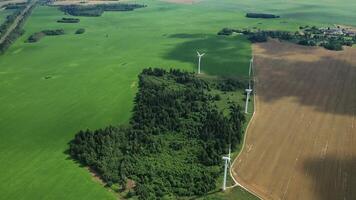 Windmühlen im Sommer- im ein Grün Feld.groß Windmühlen Stehen im ein Feld in der Nähe von das wald.europa, Weißrussland foto