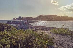 wunderbar Landschaft von puerto aventuras beim Sonnenuntergang foto