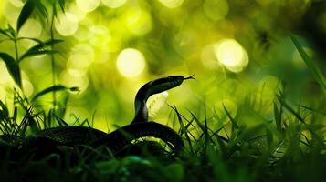 kriechen Schlangen, Silhouetten von Schlangen Rutschen durch das Gras foto