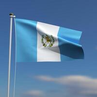 Guatemala Flagge ist winken im Vorderseite von ein Blau Himmel mit verschwommen Wolken im das Hintergrund foto