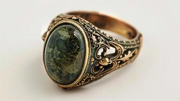 Antiquität Ring mit Moos Stein foto