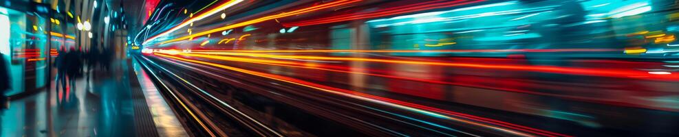 hoch Geschwindigkeit Transit mit dynamisch rot und Gelb Licht Streifen foto