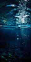 unter Wasser Sonnenlicht und Fisch im das Meer foto
