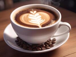 Kaffee mit Kaffee Bohne Hintergrund Design. ai generieren foto