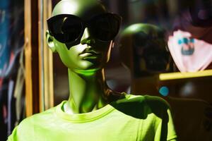 ein Mannequin tragen ein Grün Hemd foto