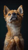 majestätisch Blick. ein Fuchs verlockend starren inmitten das Schatten foto