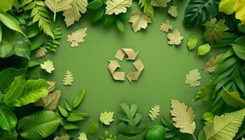 nachhaltig Umgebung Konzept mit recyceln Symbol foto