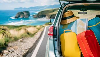 Sommer- Straße Ausflug zu das Strand foto