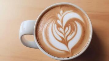 Latté Kunst Kaffee im Weiß Becher foto
