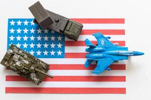 Waffen, Militär- liefert im das USA, Konzept. 3d Rendern isoliert auf Weiß Hintergrund foto