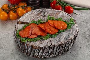 Spanisch Salami geheilt Chorizo Würstchen foto