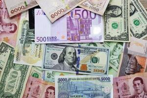 Banknoten von anders Länder, farbig Hintergrund foto