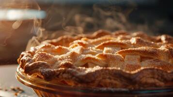 frisch gebacken Apfel Kuchen Nahansicht foto