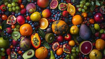 beschwingt Bild mit ein Vielfalt von nährstoffreich Lebensmittel foto