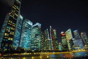 Singapur Yachthafen Bucht Nachtzeit Horizont mit das Yachthafen Bucht Sand. foto